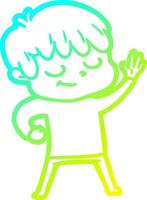 cold gradient line drawing cartoon happy boy vector