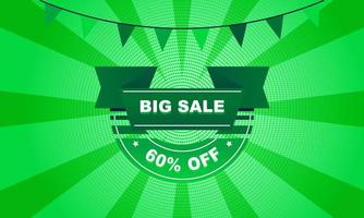 big sale banner with green icon thame vector