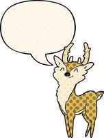 cartoon happy stag and speech bubble in comic book style vector