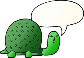 cute cartoon turtle and speech bubble in smooth gradient style vector