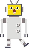 flat color retro cartoon robot vector