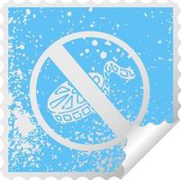 distressed square peeling sticker symbol no movies allowed sign vector