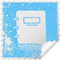 distressed square peeling sticker symbol note book vector