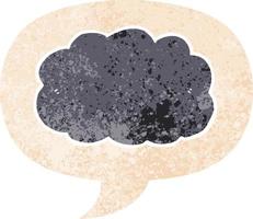 cartoon cloud and speech bubble in retro textured style vector