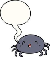 cartoon halloween spider and speech bubble vector