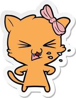 sticker of a cartoon cat vector