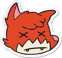 sticker of a cartoon dead fox face vector