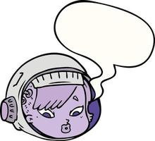 cartoon astronaut face and speech bubble vector