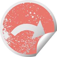 distressed circular peeling sticker symbol pointing arrow vector