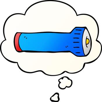 cartoon torch and thought bubble in smooth gradient style vector