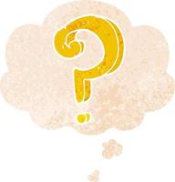 cartoon question mark and thought bubble in retro textured style vector