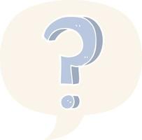 cartoon question mark and speech bubble in retro style vector