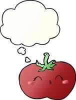 cartoon tomato and thought bubble in smooth gradient style vector