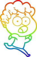 rainbow gradient line drawing cartoon man gasping in surprise vector