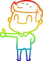 rainbow gradient line drawing cartoon friendly man vector
