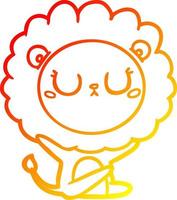 warm gradient line drawing cartoon lion vector