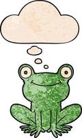 cartoon frog and thought bubble in grunge texture pattern style vector