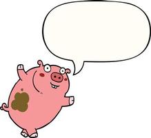 divertido, caricatura, cerdo, y, burbuja del discurso vector