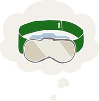 cartoon goggles and thought bubble in retro style vector