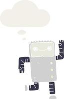 cartoon robot and thought bubble in retro style vector