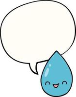 cartoon cute raindrop and speech bubble vector