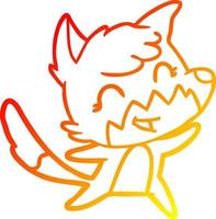 warm gradient line drawing happy cartoon fox vector