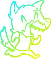 cold gradient line drawing laughing fox running away vector