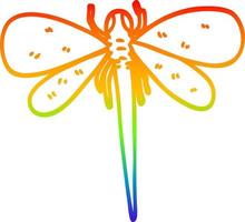 rainbow gradient line drawing cartoon dragonfly vector