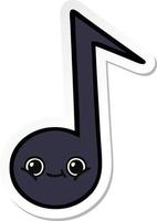 sticker of a cute cartoon musical note vector