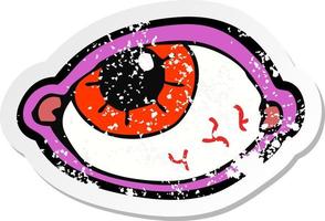 retro distressed sticker of a cartoon spooky eye vector