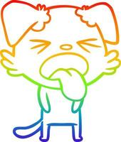 rainbow gradient line drawing cartoon disgusted dog vector