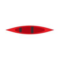 Canoe red activity tourism kayak top view vector. Extreme sports transport river adventure icon vector