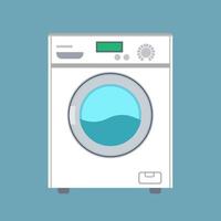 Washing machine vector laundry flat icon front. Housework appliance clothes equipment clean. Domestic water laundromat simple