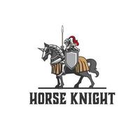 warrior knight mascot template. golden horse medieval templar vector graphic illustration.