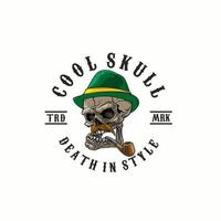 skull in cool style vector template. skeleton badge emblem patch graphic illustrations.