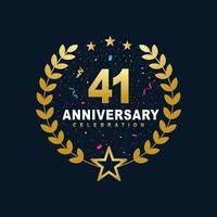 41 Anniversary celebration design, luxurious golden color 41 years Anniversary design. vector