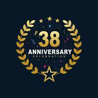 38 Anniversary celebration design, luxurious golden color 38 years Anniversary design. vector