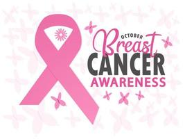 Breast Cancer Awareness month in October. vector Calligraphy Poster pink ribbon, template. Vector illustration.