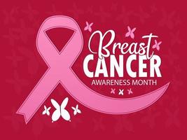 mes de concientización sobre el cáncer de mama en octubre. cartel de caligrafía vectorial cinta rosa, plantilla. ilustración vectorial vector