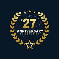 27 Anniversary celebration design, luxurious golden color 27 years Anniversary design. vector