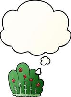 cartoon hedge and thought bubble in smooth gradient style vector