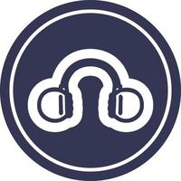 music headphones circular icon vector