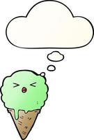 cartoon ice cream and thought bubble in smooth gradient style vector
