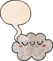 cute cartoon cloud and speech bubble in retro texture style vector