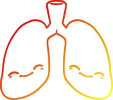 warm gradient line drawing cartoon lungs vector