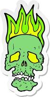 sticker of a cartoon skull vector