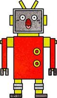 retro grunge texture cartoon robot vector