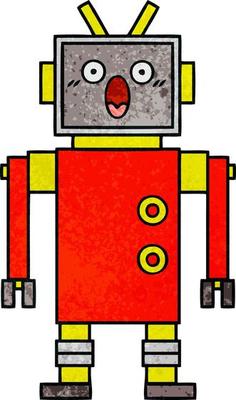 retro grunge texture cartoon robot