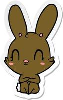 sticker of a cute cartoon rabbit vector