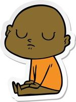sticker of a cartoon bald man vector